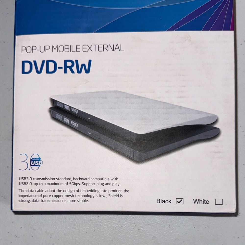 Source Unknown Black & White Pop-Up External DVD-RW USB3.0